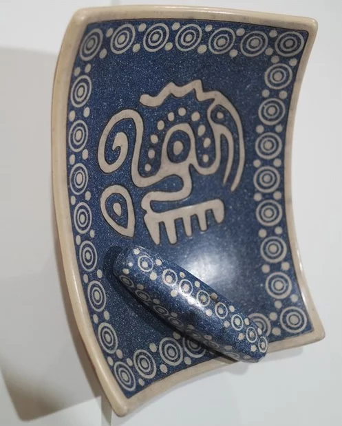 Metate Azul De Ceramica Brunida