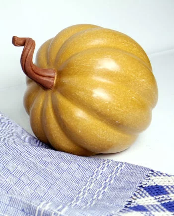 Artesanias Mex Calabaza Esferica De Ceramica Brunida Color Amarillo