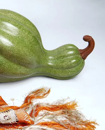 Artesanias Mex Calabaza Guaje De Ceramica Brunida Color Verde Claro