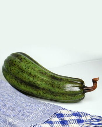 Artesanias Mex Calabaza Larga De Ceramica Brunida Color Verde