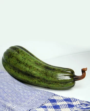 Artesanias Mex Calabaza Larga De Ceramica Brunida Color Verde