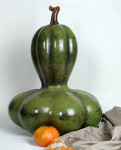 Artesanias Mex Calabaza Guaje De Ceramica Alisada Color Verde