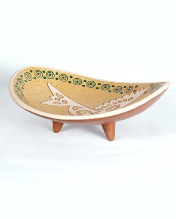 Artesanias Mex Frutero De Ceramica Color Amarillo Terminado Brunido