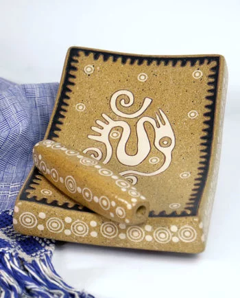 Artesanias Mex Metate Con Faldon De Ceramica Color Amarillo Terroso