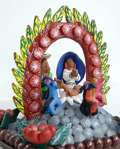 Artesanias Mex Nacimiento De Jesus En Barro Colores Intensos