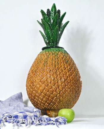 Artesanias Mex Pina De Ceramica esmaltada colores Amarillo Y Verde