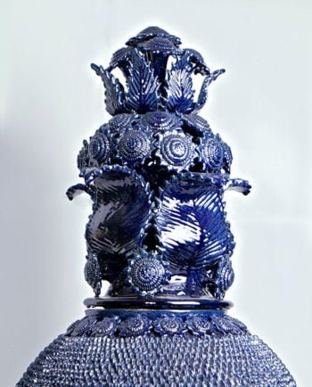 Artesanias Mex Tapa Copete De Pina Azul De Ceramica Esmaltada