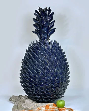 Artesanias Mex Pina De Ceramica Esmaltada Azul De Hojas Picudas