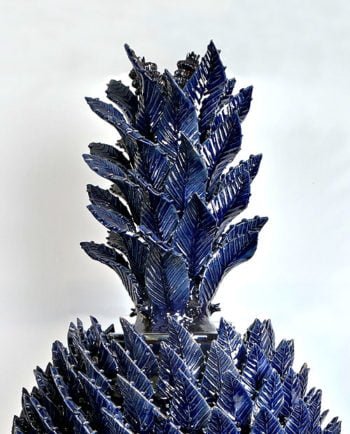 Artesanias Mex TapaCopete De Pina Azul Brillante De Hojas Picudas