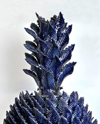 Artesanias Mex TapaCopete De Pina Azul Brillante De Hojas Picudas