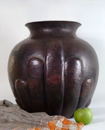 artesanias mex vasija ornamental en cobre martillado