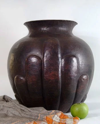 artesanias mex vasija ornamental en cobre martillado