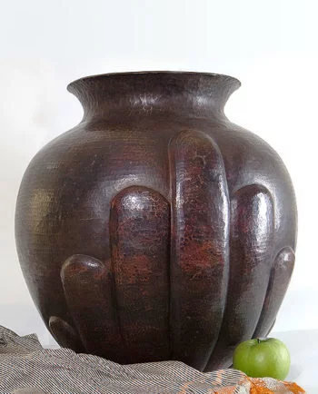 artesanias mex vasija ornamental de cobre martillado